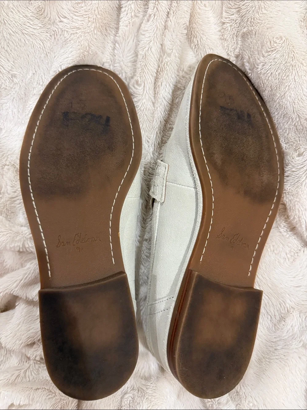 Sam Edelman Women's Suede Penny Loafers in Light Cream